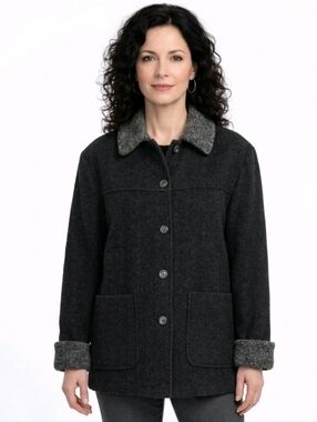 Fleet Street Gray Wool Button Down Pea Coat Size M